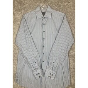 Antonio Valente Paisley Accent Striped Shirt Trim Fit 16L Size L